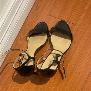 Michael Kors Black Patent Open-Toe Ankle Strap Sandals